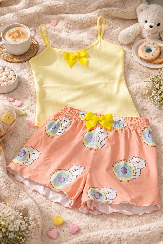 Donut Bear pajama set - flat lay