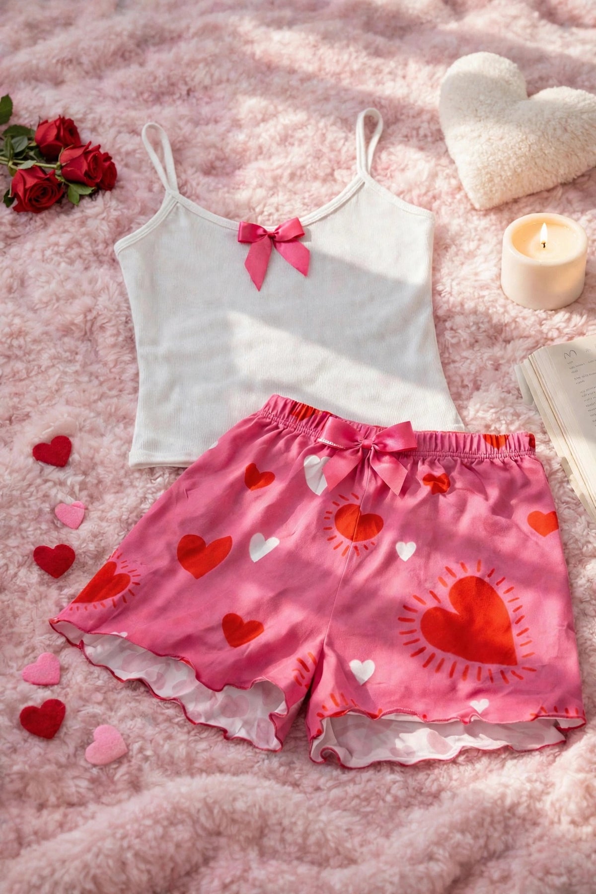 Sweet Hearts pajama set - flat lay